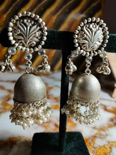 Contact for bulk order+91-9352395515 925 Silver earring, Fancy Earring, Trending Earrings, Jhumka, Gift for her, Perfect for any Occasion, Best for gift, Jewelry, silver,  Handmade Earring Material- Silver, Semi precious stone Weight-39Grams Colour-silver Category - Drop dangle Earrings Gift Wrapping Available  Elegant Sterling Silver Earrings | Timeless Beauty Add a touch of elegance to your ensemble with these exquisite sterling silver earrings. Expertly crafted from high-quality 925 sterling Hallmarked Earrings As Diwali Gift, Festive Sterling Silver Drop Bridal Earrings, Festival Latkan Earrings For Anniversary, Silver Plug Earrings For Festive Occasions, Elegant Silver Earrings For Diwali, Hallmarked Pearl Earrings For Festive Occasion, Silver Jhumkas For Navratri, Silver Fusion Bridal Earrings With Intricate Design, Festive Hallmarked Pearl Earrings