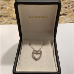 Like-New Almost Never Worn Pave Diamond 14k White Gold Heart Necklace From Lee Michaels. 10 Inches From Clasp To Bottom Of Heart. Formal Heart Necklace With Prong Setting For Valentine's Day, White Heart-shaped Diamond Necklace For Formal Occasions, White Heart-shaped Diamond Necklace For Formal Events, White Heart Diamond Necklace For Formal Occasions, Formal Heart Cut Necklace With Prong Setting, Formal Heart Cut Necklace, White Diamond Necklace For Valentine's Day Formal, Formal Fine Jewelry Heart Necklace With Prong Setting, Elegant Heart Necklace With Prong Setting For Anniversary