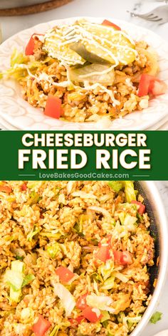 Cheeseburger Fried Rice Burger And Rice Recipes, Fried Rice With Hamburger Meat, Cheese Burger Fried Rice, Fried Rice On Griddle, Restaurant Style Fried Rice, Food For Family, Leftover Rice Recipes, Movie Bloopers, Classic Burger