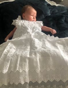 Elegant white lace dress with inticate ruffles and embroidery lace . Short lace sleeve .  Long skirt with layers of lace ruffles . Buy now, just  one of a kind 1900 christening gown perfect for  baby portraits . Size 3-6 months  Due to the antique fragil fabric of  some dresses  discoloring and minor blemishes  may occur. Photos will disclose  the reinforced areas if any .  This dress should be hand washed or dry clean only . It has been sanitized . Fitted White Lace Dress For Dress-up, White Fitted Lace Dress For Dress-up, Fitted Short Sleeve Baptism Dress With Ruffles, White Lace Baptism Dress With Ruffles, White Ruffled Lace Dress For First Communion, Short Sleeve Ruffled Dress For Confirmation, White Lace Dress With Ruffles For First Communion, White Lace Patchwork Dress For Confirmation, White Lace Dress For Dress-up Occasion