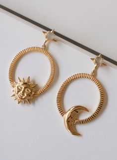 ALLE Sol y Luna Hoops Earrings by Mani Maalai - ALLE Handbags Celestial Gold Plated Moon Earrings, Celestial Gold-plated Single Earring, Celestial Gold Plated Single Earring, Celestial Single Gold Plated Earring, Celestial Gold-plated Pierced Earrings, Celestial Gold-plated Earrings, Celestial Gold Plated Pierced Earrings, Gold Plated Celestial Pierced Earrings, Celestial Style Yellow Gold Plated Earrings