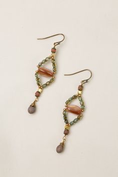 Vintage Brass Beaded Drop Earrings, Handmade Vintage Copper Beaded Earrings, Bronze Czech Glass Drop Earrings, Bohemian Jewelry With Czech Glass And Matching Earrings, Handmade Antique Gold Teardrop Jewelry, Nickel Free Brass Jewelry For Vintage Collection, Bohemian Antique Gold Drop Earrings, Nickel-free Brass Jewelry For Vintage Collection, Elegant Adjustable Brass Beaded Earrings