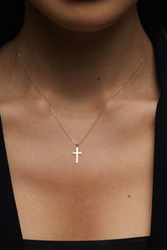 "High quality cross necklace for everyday wearing. 14k Solid Gold Cross Necklace for Women / Cross Necklace Gold / Best friend Necklace Gift / Gold Necklace / Gift for Mom *60 Day Return Policy We are committed to your satisfaction. Engraved or non-engraved; if you are not happy with your choice, return it in original condition within 60 days. ITEM DETAILS Material: Cross Necklace is 14K Solid GOLD ( not filled or plated).  * Gold Necklace Chain Length: 18\" inch (45cm)  * Chain Width: 0,65mm * 14k Gold-filled Yellow Gold Cross Necklace As Gift, 14k Gold Cross Pendant Jewelry For Everyday, 14k Gold Cross Clavicle Chain Necklace, 14k Yellow Gold Filled Cross Necklace, Minimalist Crucifix Charm Necklace As Gift, Classic Cross Necklaces For Gifts, Yellow Gold Cross Pendant Jewelry For Everyday, 14k Gold Filled Cross Jewelry Gift, Yellow Gold Cross Pendant Charm Necklace As Gift