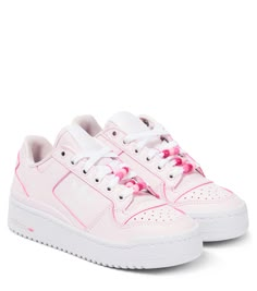 Forum Bold Leather Sneakers in Pink - Adidas Originals Kids | Mytheresa Perforated Round Toe Sneakers For Streetwear, Low-top Custom Sneakers With Textured Sole For Streetwear, Custom Low-top Sneakers With Textured Sole For Streetwear, Pink Perforated Toe Box Sneakers For Streetwear, Pink High-top Lace-up Sneakers With Textured Sole, Pink Leather Chunky Sneakers For Streetwear, Pink Lace-up High-top Sneakers With Textured Sole, High-top Sneakers With Perforations For Light Sports, Low-top Running Shoes With Perforations For Streetwear