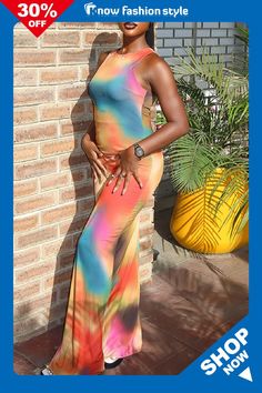 Ombre Print O Neck Sleeveless Vacation Wrap Boho Beach Maxi Dress Boho Wrap Dress, Ombre Print, Denim Jacket With Dress, Dress For Summer, Beach Maxi Dress, Maxi Dress Wedding, Maxi Dress Online, Lace Dress Long, Straight Dress