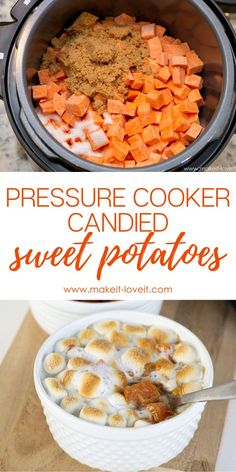 this pressure cooker is loaded with sweet potatoes and marshmallows for the perfect dessert