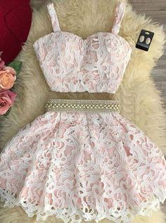 Adorable Homecoming Dress,Two Piece Homecoming Dresses,A-line Homecoming Dress,Lace Homecoming Dress,Short Party Dresses,Short Homecoming Dress,Homecoming Dress Pink Homecoming Dress Short, Pink Homecoming Dress, Pink Formal Dresses, Two Piece Homecoming Dress, Atelier Versace, Short Homecoming Dress, Lace Homecoming Dresses, Short Prom Dress, Zac Posen