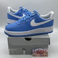 Elevate your sneaker game with these Nike Air Force 1 '07 University Blue White 2021 shoes. Designed for men, these low top sneakers feature a colorful theme with shades of blue and white, making them a perfect addition to your wardrobe. With a style code of DC2911-400, these Nike Air Force 1s are a part of the Nike Air Force product line. These shoes are brand new and come with their original box. They are perfect for athletic activities or everyday wear. The US shoe size is 10, and they are guaranteed to provide the ultimate comfort and support. Get your hands on these Nike Air Force 1s today! Light Blue Mid-top Sneakers For Streetwear, Nike Air Force 1 Low-top With White Sole, Nike Light Blue Sneakers For Streetwear, Casual High-top Nike Air Force 1 For Streetwear, Blue Sporty Sneakers For Streetwear, Sporty Blue Sneakers For Streetwear, Blue Nike Air Force 1 For Streetwear, Nike Air Force 1 Casual Lace-up For Streetwear, Casual Nike Air Force 1 Leather For Streetwear