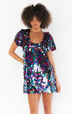 Shine in our Sweet Emi Mini Dress. With a sleek scoop neck and slim fit, it's the perfect blend of sparkle and style! Style to perfection with platform heels and your boldest accessories! Mini Party Dress, Bold Accessories, Mini Dresses Online, Mini Party, Sequin Mini, Show Me Your Mumu, Sequin Mini Dress, Model Fits, Show Me Your