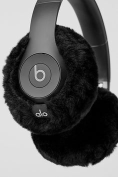 the headphones are black and furry