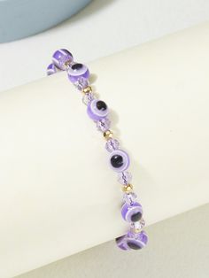 Morado De moda Collar  Poliresina   Embellished Purple Evil Eye Bracelet, Evil Eye Decor, Embellished Fashion, Eye Decor, String Bracelets, Birthday Wishlist, String Bracelet, Evil Eye Bracelet, Pandora Charm Bracelet