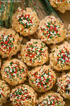 christmas cookies with sprinkles and pine needles