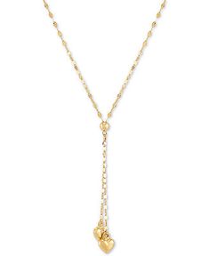 Macy's Double Heart 18" Lariat Necklace in 10k Gold & Reviews - Necklaces - Jewelry & Watches - Macy's Necklace Stacks, Macys Jewelry, Gold Long Necklace, Gold Jewelry Necklace, Gold Heart Necklace, Necklaces Jewelry, Double Heart, Lariat Necklace, Gold Heart