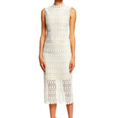 Mirian Sleeveless Structured Lace Dress Nwt Ivory Size 4 Elegant Sleeveless Cream Midi Dress, Elegant Cream Sleeveless Midi Dress, Elegant Cream Sleeveless Dress For Summer, Sleeveless Neutral Party Dress, Neutral Sleeveless Party Dress, Neutral Sleeveless Dress For Party, Elegant Cream Sleeveless Maxi Dress, Feminine Beige Sleeveless Maxi Dress, Off White Sleeveless Evening Midi Dress