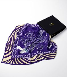 "Lady Of Passion Purple Square Silk Scarf - Wearable ART   DEAILS & CARE : Wearable ART 100% Silk Designed with love in London Made in Italy Hand Hemming Finishes Dry clean DIMENSIONS : 90 cm x  90 cm \"Lady Of Passion\" Silk Scarf design is part of Migration Collection limited edition print. SAYNA LONDON 100% silk scarves are designed with love in London, each design tells a beautiful, powerful and inspirational story. Our silk accessory products are  made in Como-Italy with finest silk by prof Elegant Rectangular Silk Scarf As Gift, Elegant Rectangular Silk Scarf For Gifts, Elegant Rectangular Silk Scarf For Gift, Elegant Rectangular Silk Scarf Gift, Luxury Multicolor Scarf As Gift, Luxury Multicolor Scarves For Gifts, Silk Rectangular Scarves As Gift, Silk Scarf Gift In Rectangular Shape, Purple Silk Scarf As A Gift