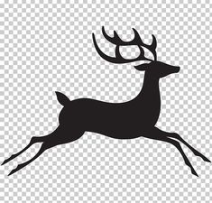 a black and white deer silhouette on a transparent background