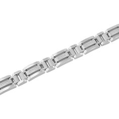 Stainless steel 1/6ctw diamond 8 5/8 inch bracelet. Modern Silver Diamond Chain Bracelet, Timeless Stainless Steel Tarnish-resistant Bracelets, Modern Tarnish Resistant White Gold Bracelet, Timeless Round Stainless Steel Bracelet, Everyday Silver Tarnish Resistant Diamond Bracelet, Modern Stainless Steel Jewelry For Anniversary, Modern Round Diamond Bracelet Tarnish Resistant, Silver Diamond Bracelet, Round And Tarnish Resistant, Silver Round Diamond Bracelet Tarnish Resistant