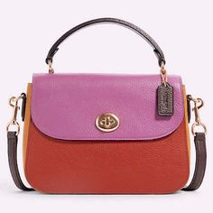 Nwt Coach Marlie Top Handle Satchel In Color Block Color: Terracotta, Golden Yellow, Light Purple Gold Hardware Refined Pebble Leather Inside Zip And Multifunction Pockets Turnlock Closure, Fabric Lining Top Handle With 3 1/2" Drop Outside Open Pocket Detachable Strap With 22" Drop For Shoulder Or Crossbody Wear 9 1/2" (L) X 7" (H) X 2 3/4" (W) Style No. C1650 Coach Multicolor Top Handle Shoulder Bag, Purple Coach Satchel With Detachable Strap, Multicolor Coach Top Handle Shoulder Bag, Coach Purple Satchel With Detachable Strap, Coach Multicolor Shoulder Bag With Detachable Strap, Multicolor Coach Top Handle Satchel, Coach Multicolor Bag With Detachable Strap, Coach Multicolor Top Handle Satchel, Coach Multicolor Shoulder Bag With Detachable Handle