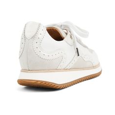 Women's Sneakers. White Italian soft leather with patent detailing. Comes with two laces. Rubber sole. Soft leather lining. Removable insole. Handcrafted in Portugal. White Italian, Oxford Boots, Oxford Style, Wide Heels, Oxford Heels, Welcome To The Family, Style Sneakers, Work Bags, Goodyear Welt