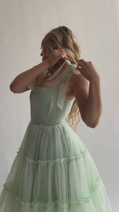 The Siena Dress in Seafoam Green – wildroseandsparrow Main Character Dress, Seafoam Green Dress, Green Ruffle Dress, Modern Cinderella, Princess Look, Prom Inspo, Corset Boning, Tier Dress, Hoop Skirt