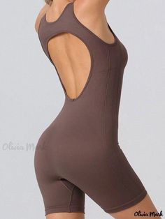 Olivia Mark - Seamless Open Back Square Neck Yoga Jumpsuit Sports Fitness Bodycon Sleeveless Yoga Set Waistband Pants High Rise Yoga Pants, Strength Training Women, Neck Yoga, Fitness Wear Women, Slim Bodysuit, Yoga Jumpsuit, Yoga Apparel, Waistband Pants, Bodycon Cocktail Dress