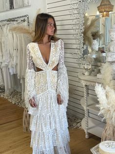 Boho Bridal Shower Dress, Hawaii Wedding Dress, Fringe Wedding Dress, Greek Goddess Dress, Wing Sleeves, Embroidered Wedding Dress, Bridal Bachelorette Party, Bachelorette Party Outfit, Boho Bridal Shower