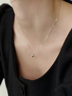 Editor's NoteKINDABABY reinterprets the classic yet romantic mood design that maximizes each individual's charm.- Mini sized heart pendant- Thin and light chain used- Lovely and simple mood necklace- Small cubic setting point- Daily point itemMeasurements (in.)- Heart: 0.35 in. * 0.28 in.- Length: 15.75 in. + 1.97 in. (Extra Chain) Composition & Care- Cubic, 925 Silver- Avoid direct heat and moisture- Keep it in a sealed bagDesigner- by KINDABABY Dainty Silver Heart Necklace, Silver Chain Designs For Women, Silver Chains For Women, Relationship Necklaces, Mood Necklace, Small Pendant Necklace, Mood Design, Silver Necklace Simple, Light Chain