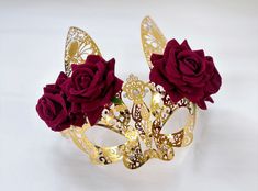 Fun bunny masquerade mask with a red or black roses. Gold Bunny Mask with rose flower, bunny masquerade mask with flowers, Halloween Bunny Costume Mask, masquerade party, F E A T U R E S - metal featherlight bunny mask - double sided satin ribbons to secure mask in place. - flowers come affixed for easy wear. C U S T O M I Z A T I O N Can be customized further with flowers. Get in touch for custom orders! S I Z E Adult and kids size. S H I P P I N G - Processed same day or within 24 hours. 1-2 d Halloween Bunny Costume, Gold Masquerade Mask, Skeleton Mask, Bunny Cosplay, Rose Mask, Bunny Mask, Metal Mask, Cosplay Mask, Gold Mask