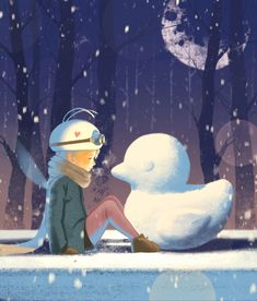 ○베텔-"스노우덕과 베텔(Snowduck and Betel) " -디지털 드로잉 눈이 내리는 겨울밤. 나무들 사이로 달이 이쁘게 떠 있습니다. 베텔은 눈이 쌓이기 시작한 담장으로 달을 구경하러 올라갑니다. 엇! 처음보는 흰 오리가 있네요. 호기심이 가득한 베텔은 스노우덕에게 다가가 인사를 합니다. Cinderella, Disney Princess, Disney Characters, Feelings, Disney, Fictional Characters, Art