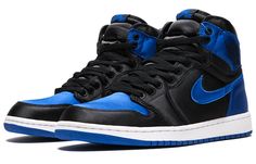 Nike Air Jordan 1 Retro High EP 'Satin Royal' Black/Varsity Royal-White 921193-007 Blue Air Jordans, Blue Air Jordan 1, Jordan Model, Blue Air, Satin Shoes, Jordan 1 High Og, Air Jordan 1 Retro High Og, Air Jordan 1 Retro High, Basketball Sneakers