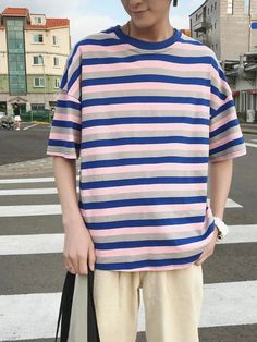 Wiaofellas - Hip Hop Striped T-shirt Men High Street Cec Harajuk Trend Short-sleeved Shirt Women Oversize Hong Kong Style Streetwear Size Suggest : Size S: weight 35kg-40kg, height 145-150cmSize M: weight 40kg-50kg, height 155-165cmSize L: weight 50kg-57.5kg, height 165-175cmSize XL: weight 57.5kg-65kg, height 170-175cmSize 2XL: weight 65kg-70kg, height 175-180cm Multicolor Relaxed Fit Half Sleeve Top, Multicolor Half Sleeve Relaxed Fit Top, Multicolor Half Sleeve T-shirt For Summer, Casual Striped Crew Neck Shirt, Oversized Multicolor Short Sleeve Top, Multicolor Oversized Short Sleeve Tops, Striped Cotton Half Sleeve Tops, Casual Multicolor Crew Neck Shirt, Casual Striped Short Sleeve T-shirt