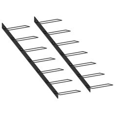 three black metal shelf brackets on a white background