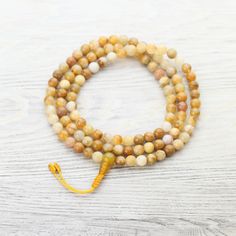 Mala Beads Self-Confidence Yellow Jade Mala ML873 Bottling Up Emotions, Yellow Energy, The Solar Plexus Chakra, Jade Mala, Wrist Mala, Large Bracelet, Adjustable Knot, Yellow Jade, 108 Mala Beads