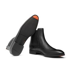 Men's black leather Chelsea boot: buy on Santoni Shoes Official Boutique, luxury handcrafted shoes and accessories since 1975. Formal Ankle Martin Boots With Leather Sole, Formal Martin Boots With Leather Sole, Formal High-top Chelsea Boots With Leather Sole, High-top Chelsea Boots With Leather Sole For Formal Occasions, Formal High-top Leather Martin Boots, Business Chelsea Boots With Suede Lining In Calf Leather, Luxury Leather Moto Boots For Workwear, Classic Formal Leather Martin Boots, Luxury Chelsea Boots With Leather Lining And Plain Toe