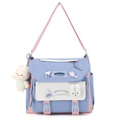 PRICES MAY VARY. 【HIGH QUALITY MATERIAL】 The kawaii shoulder bag is made of high-quality nylon fabric, which is wear-resistant and good in texture, durable to use. 【LARGE CAPACITY】 Size:12.6x11x4.3in. The storage space of this kawaii messenger bag is big enough for your daily belongings. You can easily take your iPad, cell phone, book, wallet, makeup, etc. with you. 【KAWAII ACCESSORIES】Comes with kawaii pins and stuffed pendant. You can also DIY the cute crossbody bag with other kawaii accessori Affordable Light Blue Travel Satchel, Cheap Light Blue Satchel For Travel, Cheap Light Blue Bags With Multiple Compartments, Harajuku Style School Shoulder Bag With Removable Pouch, Purple Pouch Shoulder Bag For School, Purple Satchel Shoulder Bag For School, Purple Shoulder Satchel For School, Nylon Crossbody School Bag, Kawaii Shoulder Bag With Removable Pouch For School