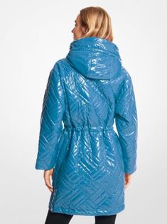 DIAGONAL QUILT LONG PFFR Nylon Puffer Parka For Fall, Quilted Nylon Outerwear For Cold Weather, Quilted Nylon Puffer Jacket For Spring, Spring Nylon Long Sleeve Outerwear, Fall Insulated Nylon Quilted Jacket, Spring Quilted Nylon Puffer Jacket, Fall Insulated Quilted Nylon Jacket, Insulated Nylon Quilted Jacket For Fall, Casual Polyamide Outerwear For Winter