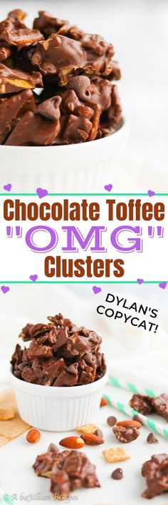 chocolate toffee omg clusters with text overlay