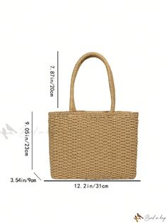 Bird in Bag - Premium Quality Woven Straw Bag - Stylish, Functional, and Spacious; Ideal for Womens Everyday Activities, Professional Engagements, Commuting, Exploring, and Socializing Large Rectangular Bag For Summer, Large Rectangular Summer Bag, Large Rectangular Summer Bags, Large Rectangular Summer Shoulder Bag, Large Rectangular Shoulder Bag For Summer, Large Capacity Rectangular Beach Bag, Large Rectangular Beach Bag, Paper Composition, Trendy Shoulder Bag