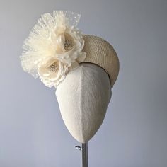 "THIS HAT IS MADE TO ORDER IN YOUR CHOICE OF FLOWER COLOR AND BASE COLOR ☀ Follow this link for more beautiful choices from 'Indigo Hats' https://www.etsy.com/shop/IndigoHats ☀ MARCHESA -  Headpiece in Cream  I absolutely love this one!  this delightful crown is so flattering and easy to wear.    I hand blocked a pretty woven cream colored straw in a stunning crown style.  A couple of lush handmade silk roses  in matching cream silk are the focal point.   A flurry of matching polka dot tulle com Fitted Bridal Accessories For Royal Ascot Party, Structured Crown Headpiece For Royal Ascot, Structured Crown Costume Hat For Royal Ascot, Fitted Bridal Accessories For Kentucky Derby Party, Elegant Evening Bridal Accessories For Spring, Elegant Spring Evening Bridal Accessories, Curved Brim Headpieces For Royal Ascot Event, Beige Headpiece For Kentucky Derby Event, Royal Ascot Structured Crown Headpiece