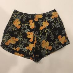 Nwot Urban Outfitters Shorts. High Waisted Zipper Up The Back, 100% Rayon, Dry Clean Only Black Floral Print Bottoms For Summer, Fitted Floral Print Shorts, Urban Outfitters High-waist Summer Shorts, Black Floral Print Shorts For Summer, Urban Outfitters High Waist Fitted Shorts, Urban Outfitters High-waisted Fitted Shorts, Urban Outfitters Fitted Short Bottoms, Urban Outfitters High-waisted Shorts, Urban Outfitters High Waist Shorts