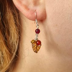 Autumn Crystal Leaf Earrings Dangly Dropper Earrings Sterling Silver Fall Red Garnet Amethyst Purple Green Orange Brown Beads - Etsy Nice Designs, Silver Falls, Fall Earrings, Amethyst Purple, Orange Brown, Earrings Sterling Silver, Red Garnet, Leaf Earrings, Purple Green