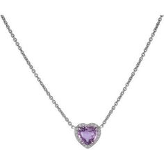 Indulge in a piece of jewelry that truly captures the essence of your heart's desires. This stunning Heart Pendant in Purple Sapphire is a statement of your unique style and passion. The 2.53 carat heart-shaped Purple Sapphire is the centerpiece of this necklace, surrounded by 0.11 carats of dazzling round diamonds. The necklace is set in 18K White Gold, giving it a luxurious finish that will make you feel like royalty.Whether you're treating yourself or someone special, this Heart Pendant in Pu Formal Heart Cut Cubic Zirconia Necklace, Elegant Cubic Zirconia Heart Necklace, Elegant White Gold Heart Necklace With Gemstone, Elegant Brilliant Cut Heart Necklace For Wedding, Elegant Gemstone Heart Necklace For Anniversary, Diamond Heart Necklace With Gemstone, Heart-shaped Diamond Necklace With Gemstone, Elegant Double Heart Jewelry With Brilliant Cut, Formal Heart-shaped Gemstone Necklace