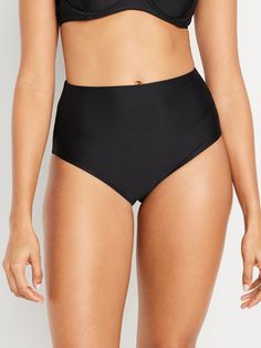 High-Waisted French-Cut Bikini Swim Bottoms | Old Navy High Waist Black Bottoms For Beach Season, Summer High-cut Leg Shapewear Swimwear, High Waist Nylon Tankini For Swimming, Fitted Nylon Tankini Brief, Fitted Nylon Tankini With Brief, Fitted Nylon Brief Tankini, High Rise Summer Pool Bottoms, High Waist Black Swim Skirt With Stretch, Summer High Waist Contoured Swim Skirt