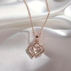 011 Brand New Rose Gold Plated Double Heart Pendant Necklace Simulated Diamonds -Has Rhodium Finish For Extra Shine And Also Extra Protection -100 % Hypoallergenic -Will Not Tarnish Or Fade -Perfect For Gift, Holiday,Christmas,Birthday,Vacation, Mother's Day,Valentine's Day Comes In A Little Gift Box Like The Item? Make An Offer Same Day Shipping Happy Shopping Pink Open Heart Necklace For Weddings, Elegant Pink Open Heart Necklace, Rose Gold Heart Charm Necklace For Party, Rose Gold Heart Necklace With Charm For Parties, Rose Gold Double Heart Jewelry For Party, Rose Gold Double Heart Clavicle Chain, Feminine Rose Gold Heart Pendant Necklace, Rose Gold Heart Charm Jewelry For Party, Rose Gold Heart Charm Necklace For Wedding