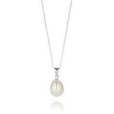 There is nothing more timeless & elegant than Freshwater pearl jewellery and this necklace is a must have classic. Created using a cultured fresh water pearl that has been carefully selected for its quality and beauty. It is set in a stunning sterling silver setting that adds a touch of sophistication to the piece. The necklace is completed with a delicate chain that is both durable and stylish, created with eco-friendly sterling silver reducing the environmental impact of silver mining and work Classic Pearl White Necklace With Pearl Pendant, Classic Pearl White Necklace With Pearl Drop, Classic Formal Pearl Necklace With Pearl Drop, Classic Akoya Pearl Necklace With Pearl Pendant, Classic Akoya Pearl Drop Necklace, Classic Pearl Necklace With Pearl Pendant For Anniversary, Classic Pearl Pendant Necklace For Anniversary, Elegant Oval Sterling Silver Pearl Necklace, Classic White Gold Teardrop Necklace