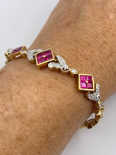 This bracelet is very lively and bright.  Gorgeous for weddings.  The stones colors and well matched.  The sterling silver is plated with gold rhodium to protect the bracelet from tarnish and give the appearance of gold. 7.5 inches for an average wrist.  All jewelry is shipped in a nice gift box.   Check out our over a THOUSAND great reviews Engraving is $4 per letter and is not always perfect depending on the piece. It can take a few days if the jeweler is busy. This is payable to Paypal Judith Luxury Yellow Gold Multi-stone Bracelets, Gold Multi-stone Diamond Bracelet, Elegant Multi-stone Bracelet Jewelry, Elegant Multi-stone Bracelet, Yellow Gold Bracelets With Jewels In Fine Jewelry Style, Luxury Jeweled Bracelets For Anniversary, Luxury Multi-stone Bracelets As Gift, Elegant Multi-stone Bracelets For Anniversary, Luxury Gold Diamond Bracelet With Multi-stone