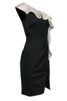 Step out in haute couture style with this stunning cocktail dress from Valentino! Made with a ruffled one shoulder design, this is an elegant and sexy timeless piece that is sure to stun at your next wedding, dinner party or other special event. Slip on some sky high platform pumps and dark tights for a sleek and stellar combo! Size 4 Made in Italy No fabric content, most likely a silk blend Sheath silhouette One shoulder neckline Large ivory ruffled design Side zipper closure Waist 26" Bust 29" Fitted Evening Dress With Ruffles And Asymmetrical Neckline, Elegant One-shoulder Dress With Ruffles For Gala, Elegant One Shoulder Dress With Ruffles And Asymmetrical Neckline, Glamorous Dresses With Ruffles And Asymmetrical Neckline, Glamorous Dresses With Asymmetrical Neckline And Ruffles, Chic One-shoulder Evening Dress With Ruffles, Elegant One Shoulder Sleeveless Fitted Dress, Elegant One Shoulder Midi Dress With Fitted Bodice, Formal One Shoulder Dress With Asymmetrical Neckline And Ruffles