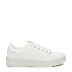 Call It Spring Women's Kalinaa Platform Sneaker White Chunky Lace-up Sneakers With Textured Sole, Trendy Lace-up Wedge Sneakers With White Sole, White Synthetic Chunky Sneakers With Perforated Toe Box, Sporty White Lace-up Shoes With Textured Sole, White Synthetic Wedge Sneakers With Vulcanized Sole, Trendy Spring High-top Sneakers With Textured Sole, Trendy High-top Sneakers With Textured Sole For Spring, Comfortable Lace-up High-top Sneakers For Spring, White Synthetic Platform Sneakers With Textured Sole