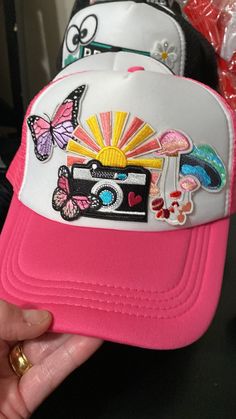 Hot Pink trucker boho hippie trucker hats Beautiful are 4ever Casual Summer Baseball Cap With Patches, Casual Baseball Cap With Patches For Summer, Summer Snapback Cap With Patches, Adjustable Summer Snapback Hat With Patches, Adjustable Summer Baseball Cap With Patches, Adjustable Baseball Cap With Patches For Summer, Summer Adjustable Snapback Hat With Patches, Trendy Snapback Hat For Festivals, Summer Snapback Hat With Patches