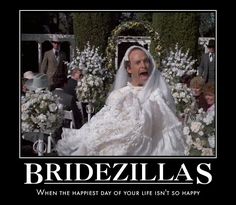 a woman in a white wedding dress with flowers on her head and the caption bridal las when the happy day of your life isn't so happy